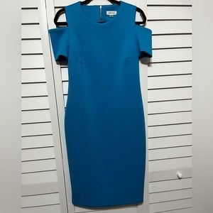 Blue cold shoulder Calvin Klein dress